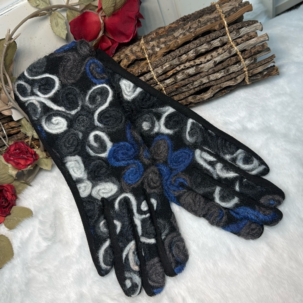 Women’s Microfiber Gloves Yarn Embroidered Touchscreen One Size Fits Most
